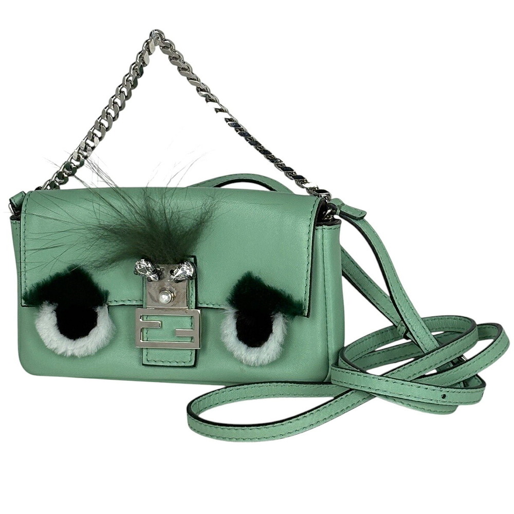 Fendi Baguette Monster Bag Bugs Shoulder Leather Green